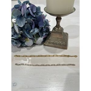 Paperclip bracelet lot one‎ 18k Gold filled and one 925 silver
